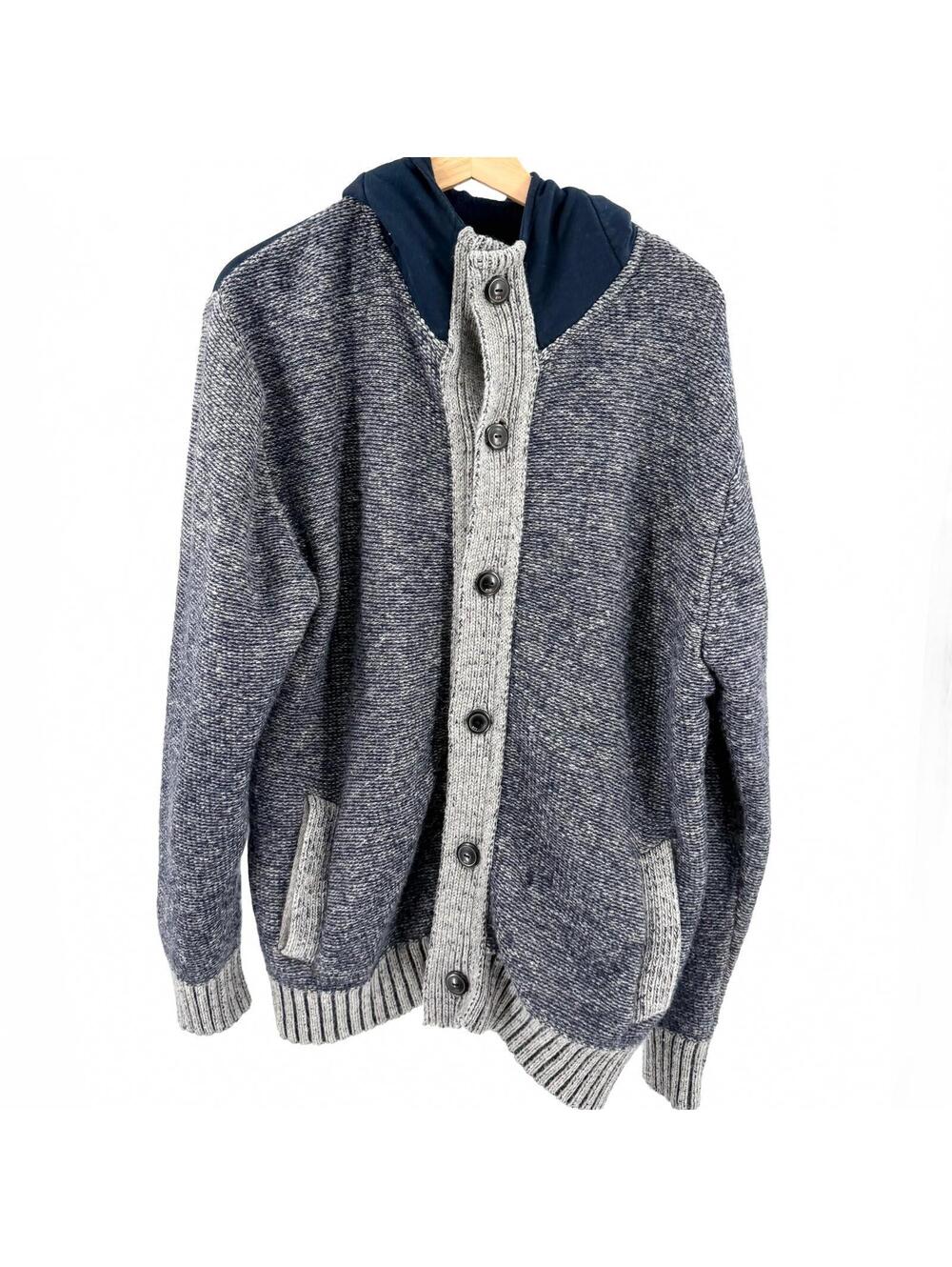 Weatherproof Vintage Navy Marled Hooded Cardigan